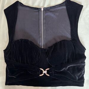 Black Velvet Bustier Crop Top